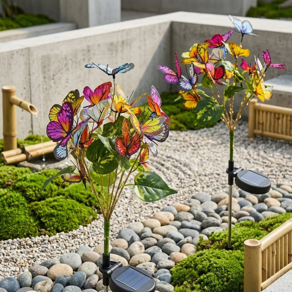 ButterflyGlow | Lámparas de Jardín Solar Coloridas y Elegantes para Patio y Jardín