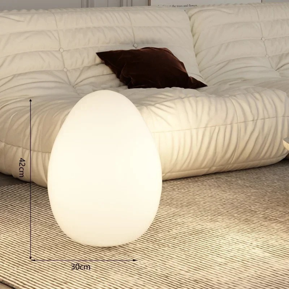 SolStone | Lámpara de Pie Escultural de Huevo Minimalista Moderna para Sala de Estar
