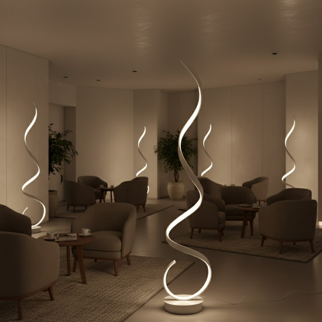 Spira | Lámpara de Pie LED Espiral Regulable Moderna para Sala de Estar