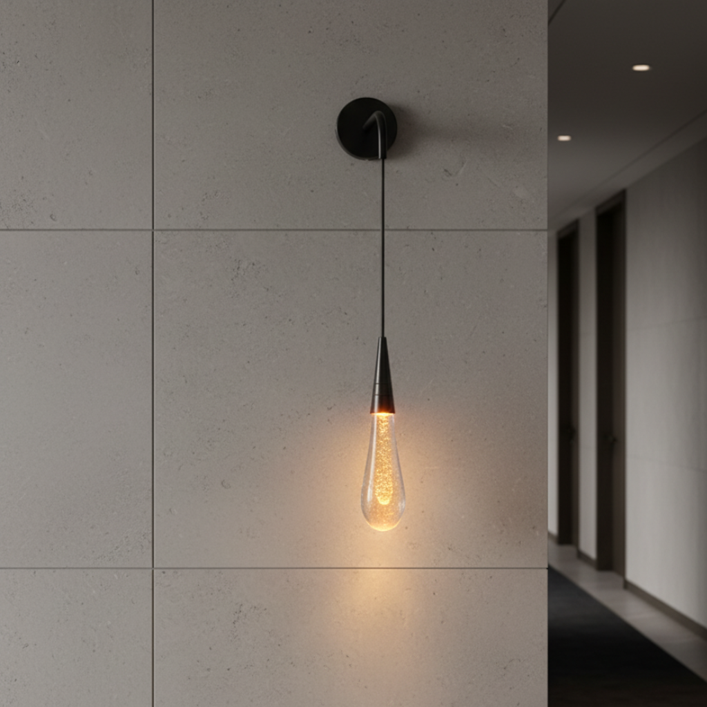 Aplique de Pared de Cristal Elegante con LED Blanco Cálido para Interiores Modernos