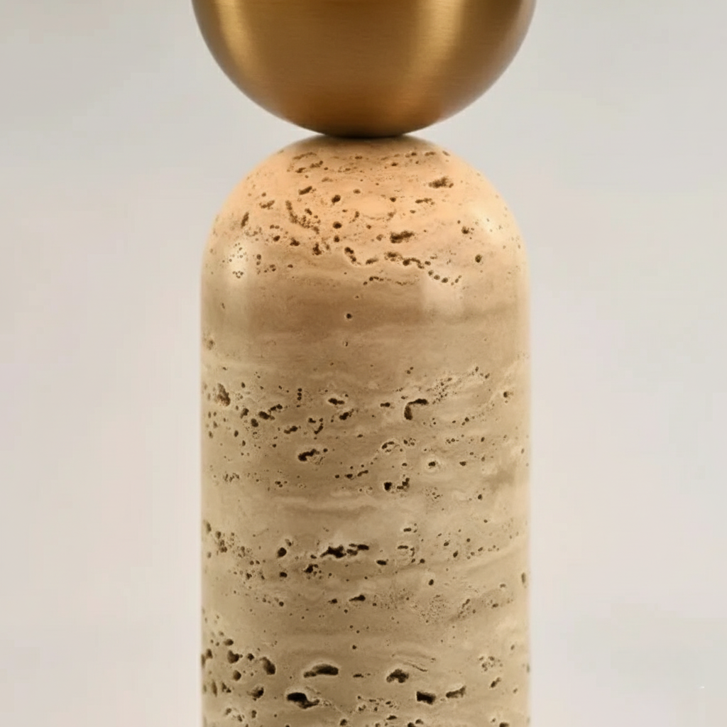 MarbleSphere | Lámpara de Mesa Escultural de Piedra Natural Elegante para Sala de Estar