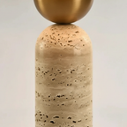 MarbleSphere | Lámpara de Mesa Escultural de Piedra Natural Elegante para Sala de Estar