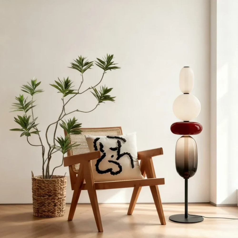 Solenne | Lámpara de Pie Moderna de Vidrio Elegante con Diseño Escultural LED para Salón