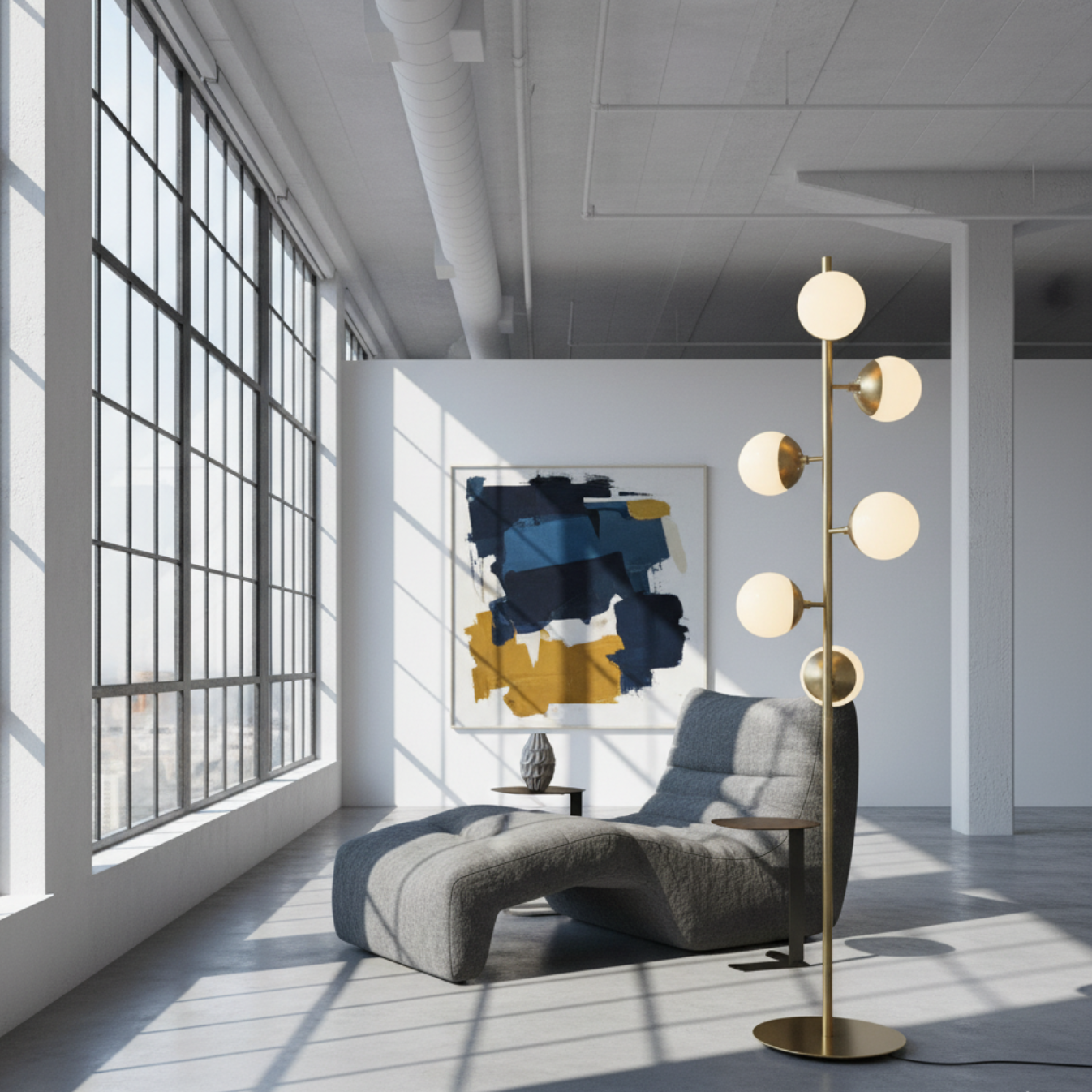 SylvaraTree | Lámpara de Mesa y de Suelo Moderna y Elegante en Dorado para Decoración de Salón