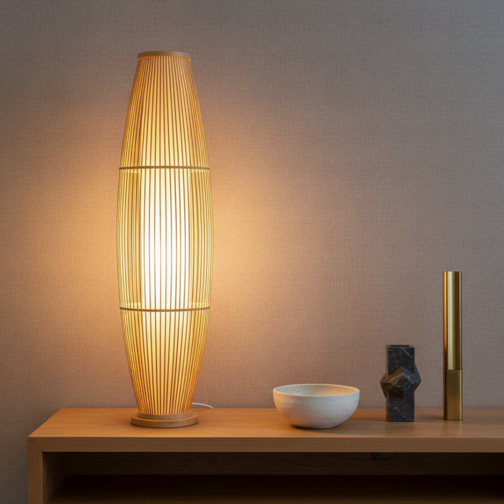 BambooGlow | Lámpara de Mesa y de Pie Moderna y Ecológica Elegante para Sala de Estar