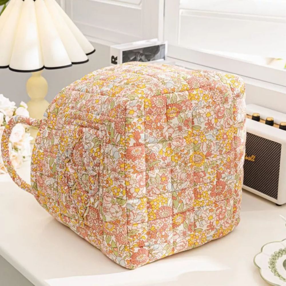 Cesta de Almacenamiento de Lona Floral Delicada
