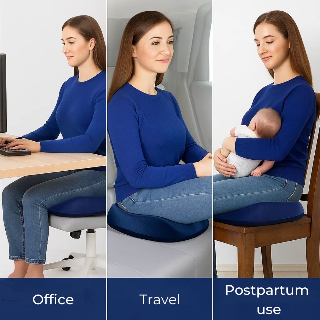 SitRelief | Cojín de Asiento en Forma de Dona – Alivio para el Coxis y Hemorroides – Espuma Viscoelástica – Funda Lavable – Uso en Oficina, Viajes, Postparto Kalsten