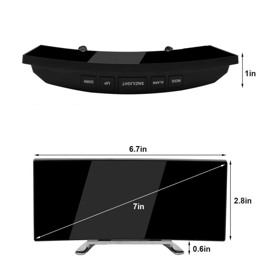 Reloj Despertador Digital LED Curvado y Elegante con Función de Regulación de Brillo