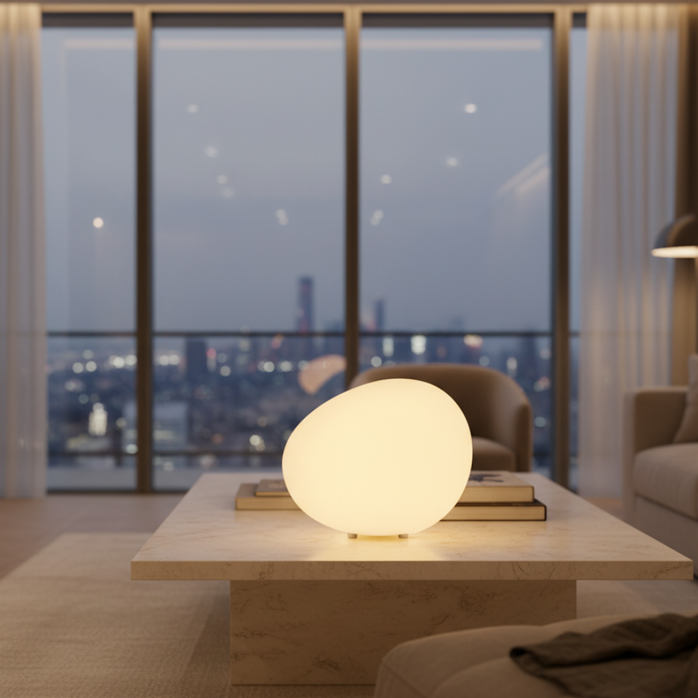 PebbleGlow | Lámpara de Mesa LED Moderna Pebble para Sala de Estar y Dormitorio
