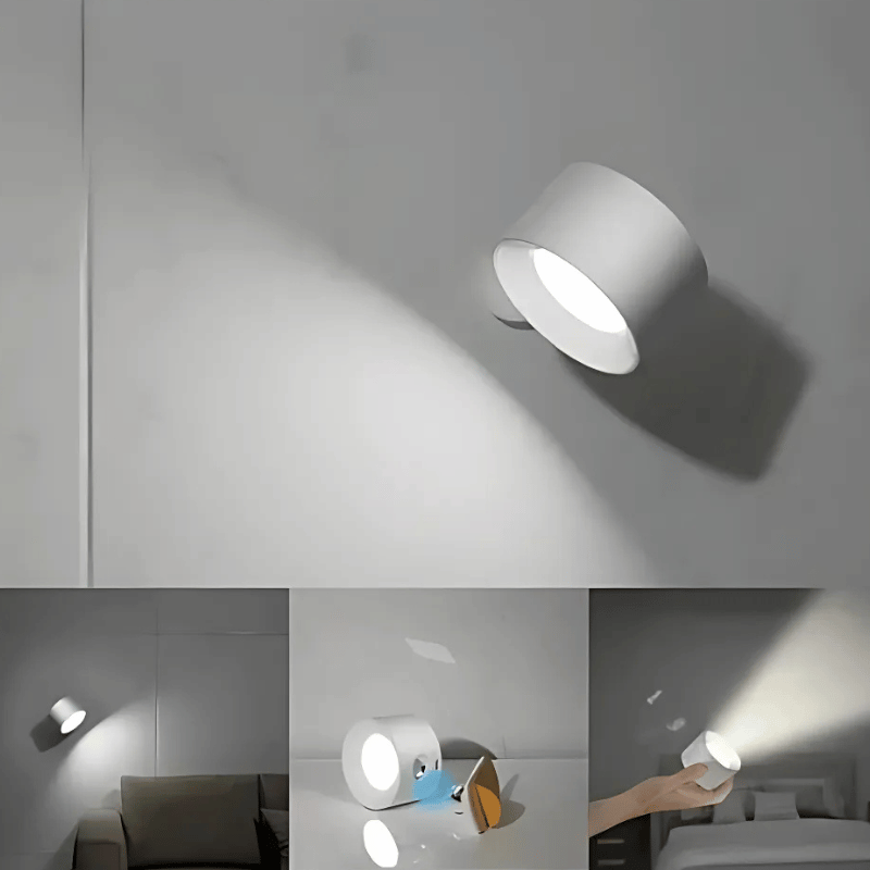 Lámpara de pared LED inalámbrica con batería y rotación de 360°