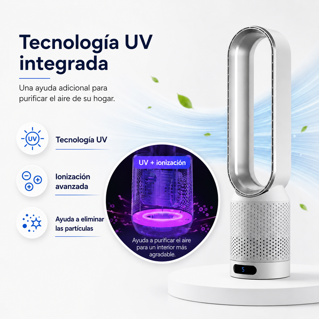 AirPure 3-en-1 Enfriador de Aire - Purificación UV e Ionizador