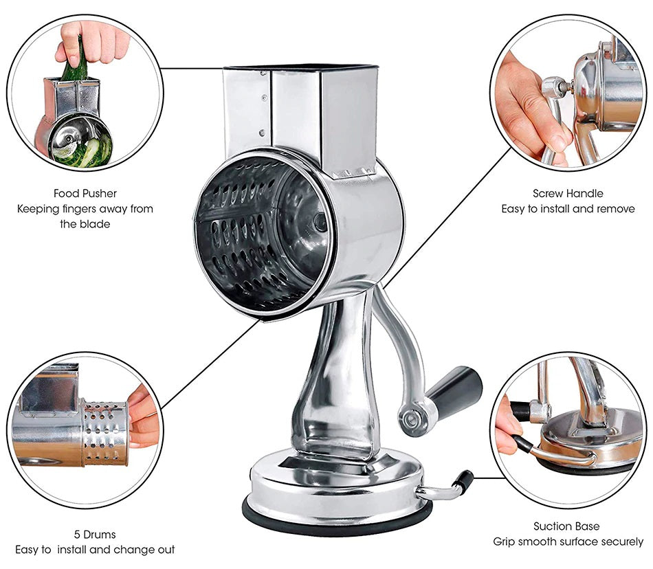 Rallador/Triturador/Cortador de Alimentos Rotativo Multifuncional para Cocina