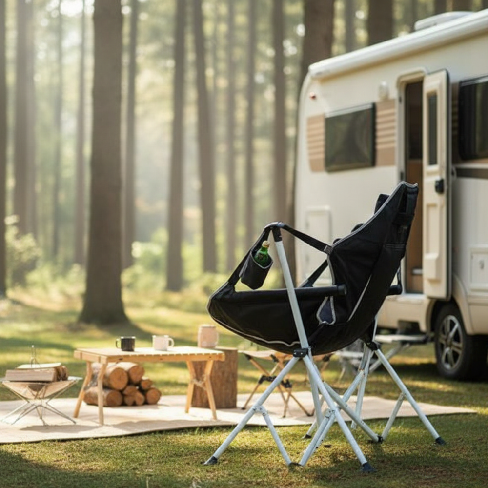 Silla de Camping Plegable Moderna Minimalista con Descansabrazos para Uso Exterior