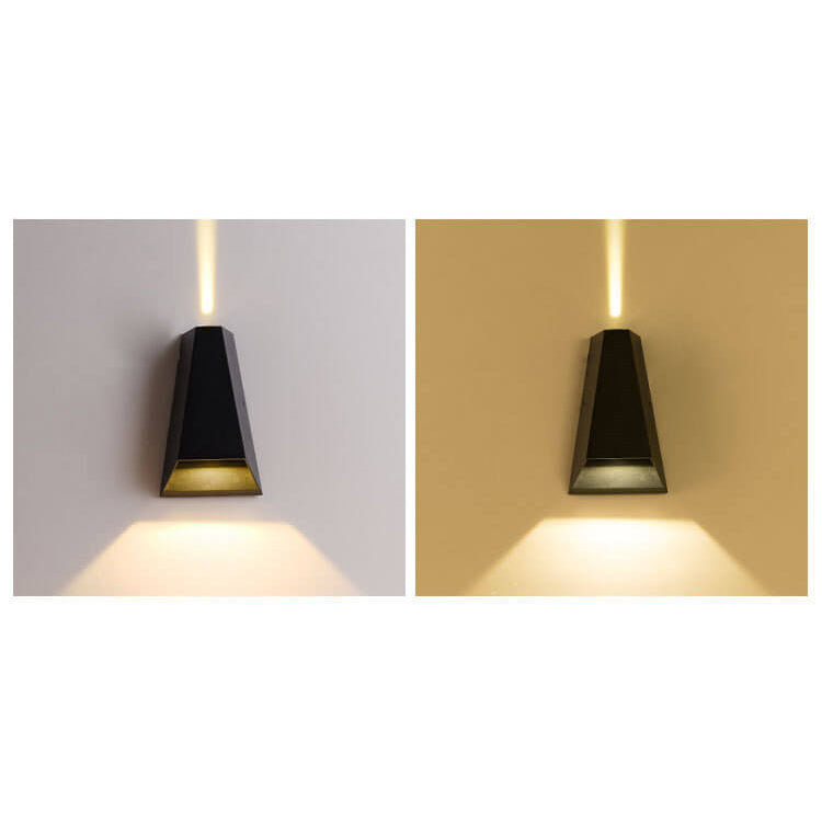 Moderna lámpara de pared LED exterior iluminada de arriba hacia abajo en forma de trapecio | Brehn