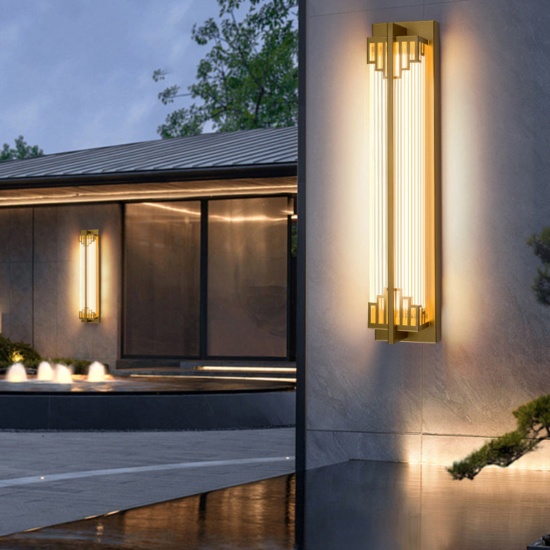 LumaRay Luz de Pared LED Impermeable | Acero Inoxidable y Vidrio | Rectangular | Iluminación Exterior para Terraza