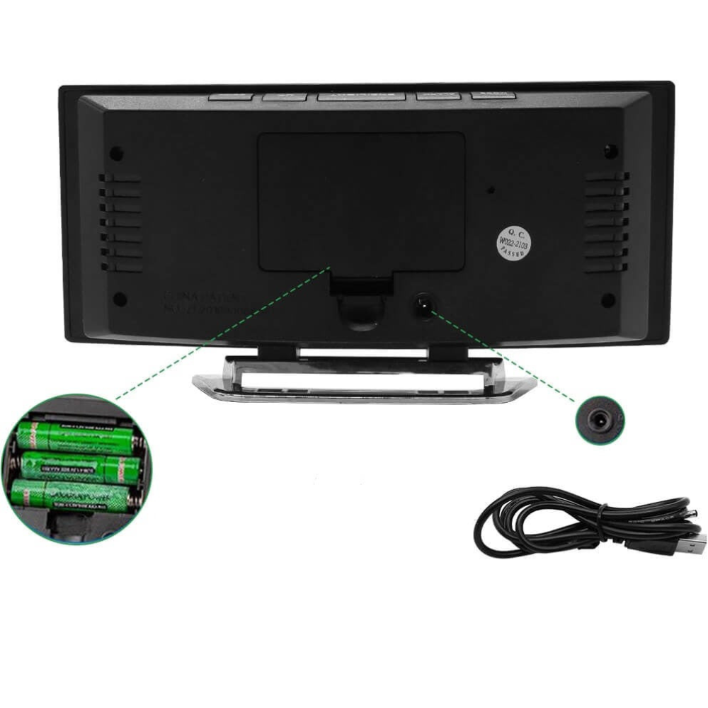Reloj Despertador Digital LED Curvado y Elegante con Función de Regulación de Brillo