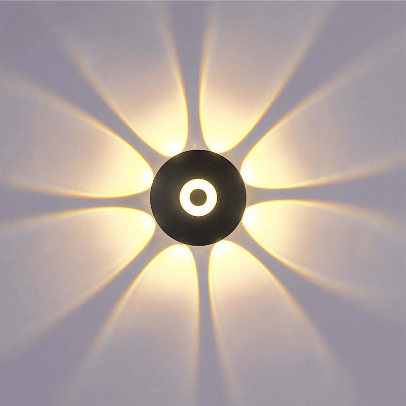 Lámpara de pared LED con pantalla redonda de aluminio escandinavo contemporáneo para patio exterior | Brehn
