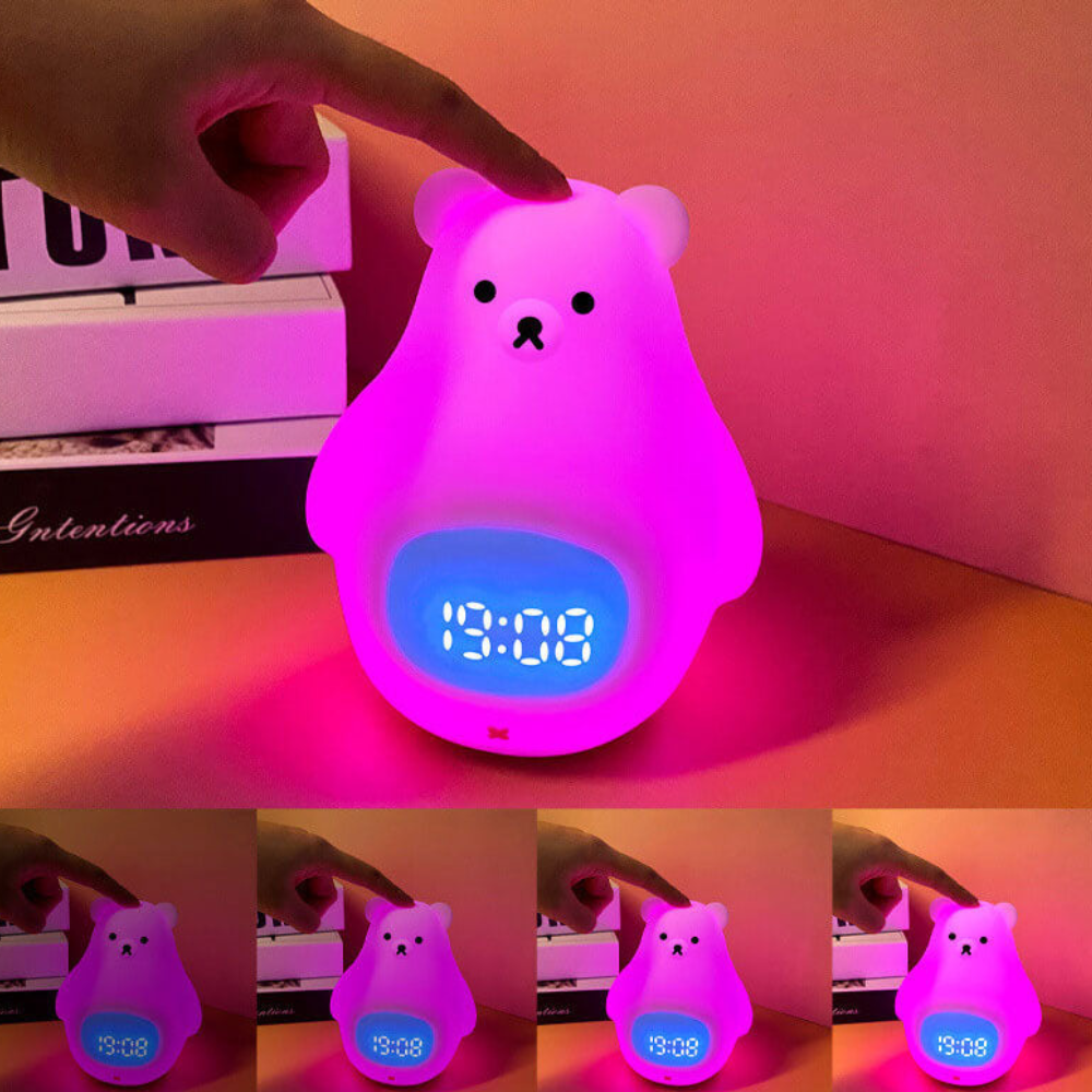 Reloj Despertador con Luz Nocturna de Oso Polar y Suave Iluminación LED