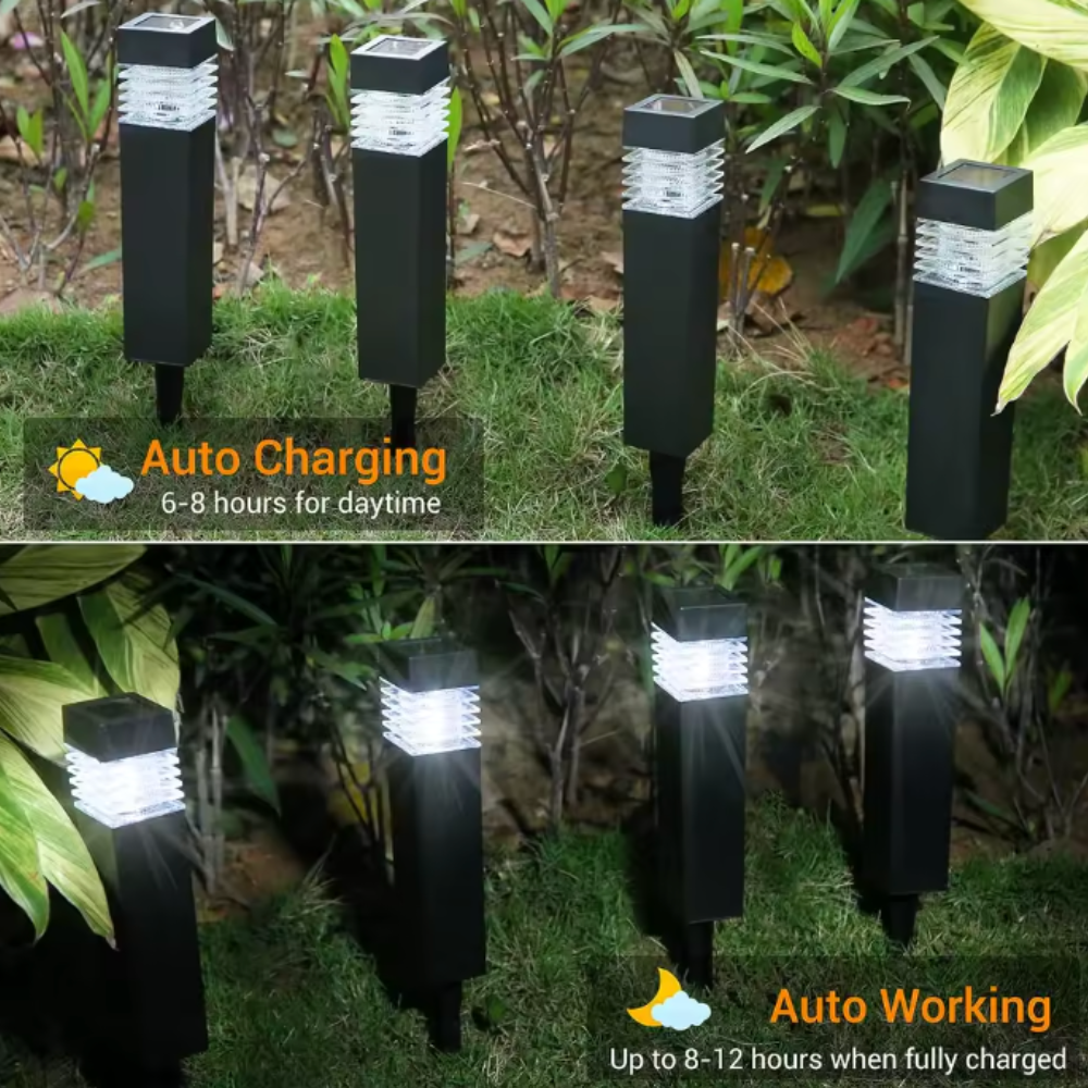 Luces de Sendero Solares Modernas | Diseño Ecológico LED Resistente a la Intemperie para Jardín o Patio