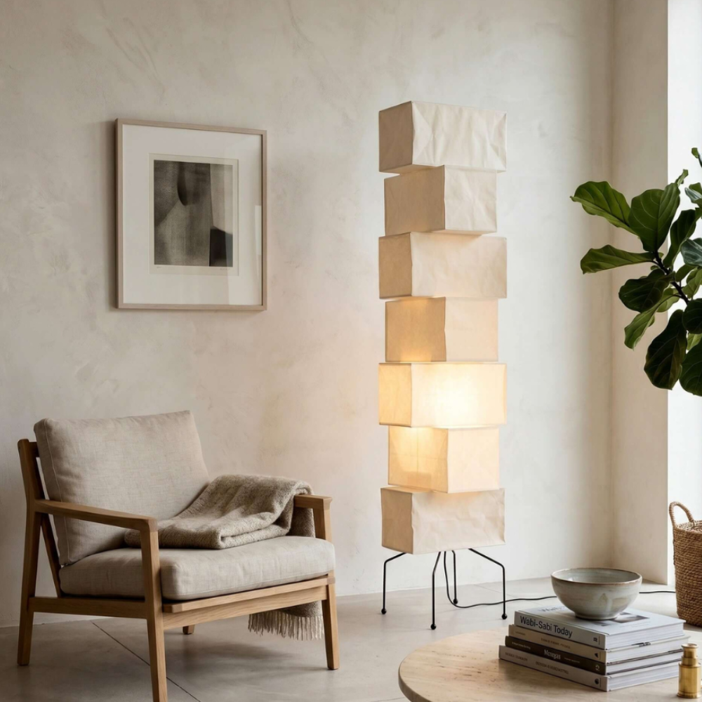 ZenithLight - Lámpara de Pie Moderna Minimalista de Papel de Arroz para Sala de Estar