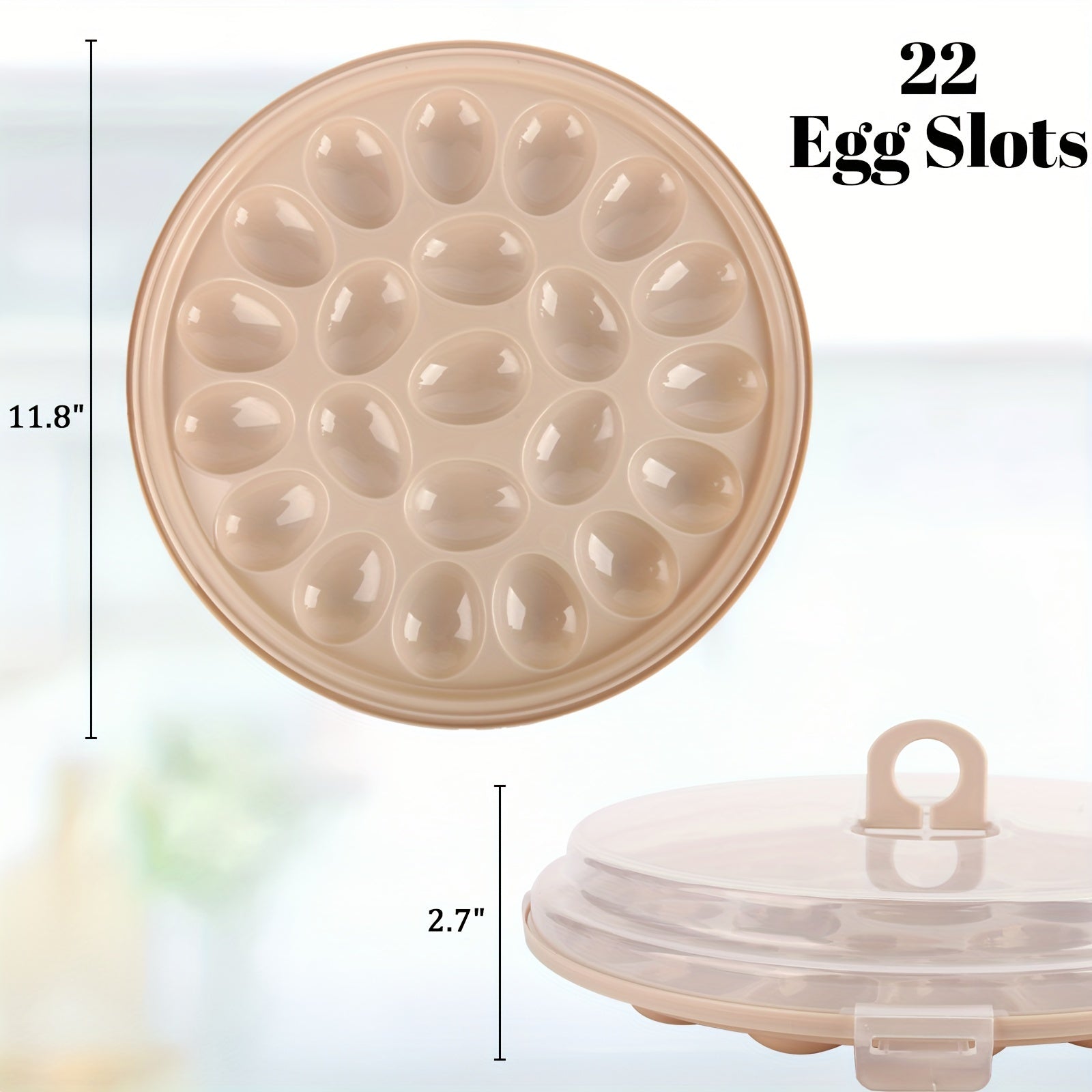 Lisslune | Bandejas de Huevos Endiablados Shindel 3PCS – Transportador Marrón con Tapa, Bandeja Redonda para 22 Huevos, Perfecto para Suministros de Cocina y Hogar
