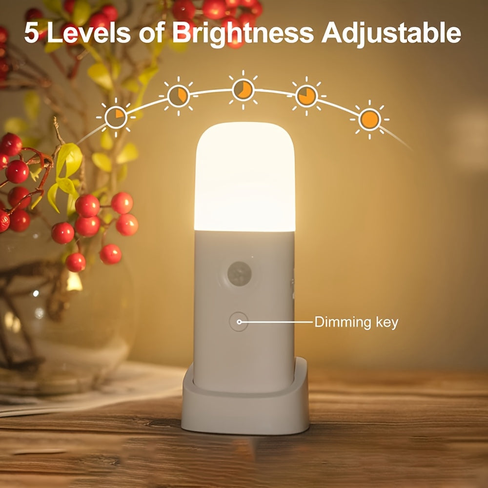 Lámpara Nocturna LED con Sensor de Movimiento – Recargable por USB y Brillo Ajustable para Dormitorios y Pasillos