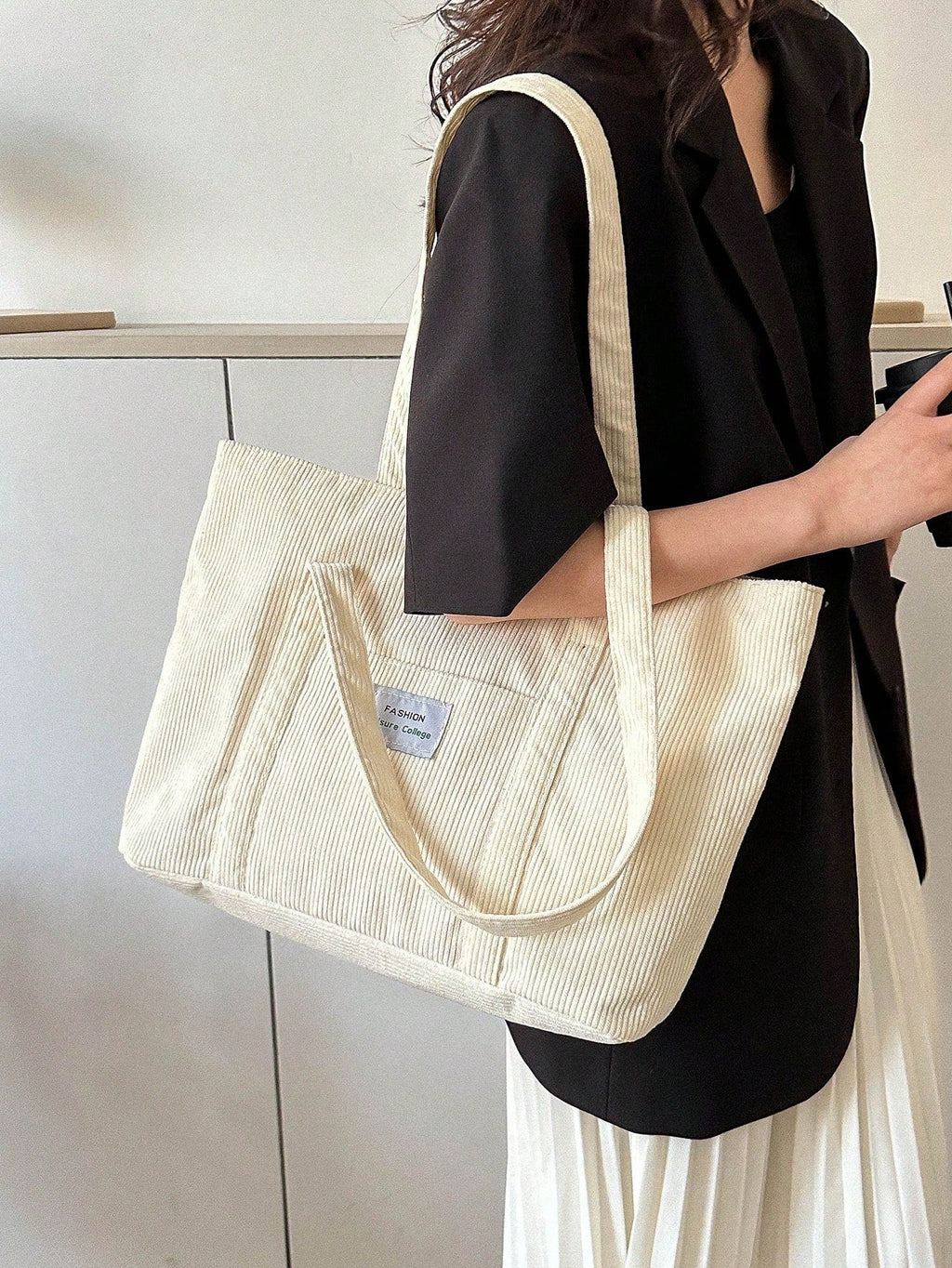 Bolso Tote de Pana de Gran Tamaño | Mochila Escolar | Para la escuela, estudiantes y trabajo