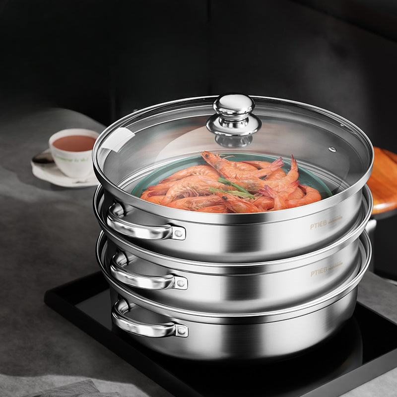 SteamaChef - 3 Niveles de Vaporera Para Cocinar Eficazmente Varias Platos