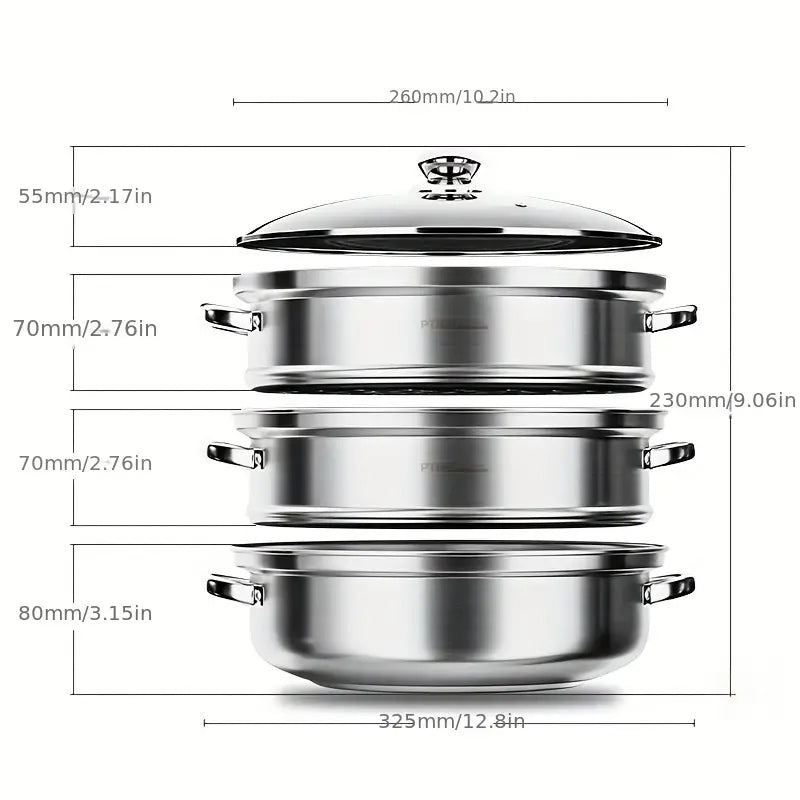 SteamaChef - 3 Niveles de Vaporera Para Cocinar Eficazmente Varias Platos