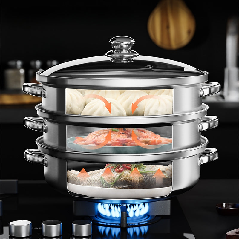 SteamaChef - 3 Niveles de Vaporera Para Cocinar Eficazmente Varias Platos