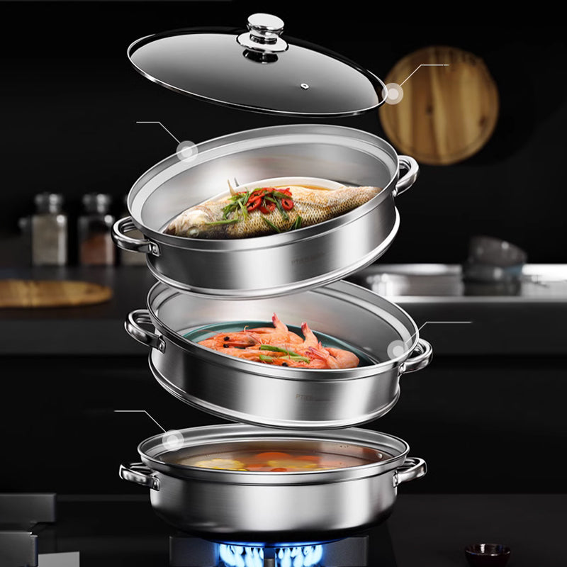 SteamaChef - 3 Niveles de Vaporera Para Cocinar Eficazmente Varias Platos