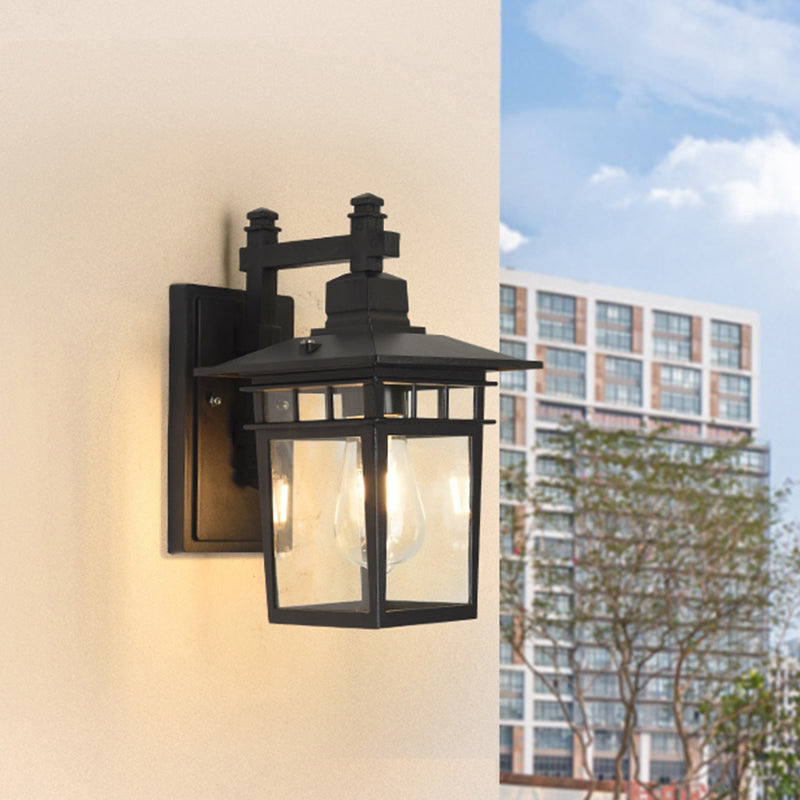 Iluminación de pared Klarglas Pavilion Industria 1-bombilla Lámpara de pared exterior en negro | Brehn