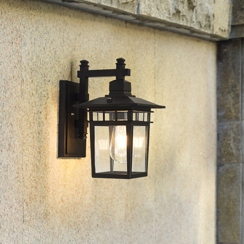 Iluminación de pared Klarglas Pavilion Industria 1-bombilla Lámpara de pared exterior en negro | Brehn