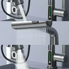 Grifo de cocina flexible con pantalla – giratorio 360° y 5 modos de chorro