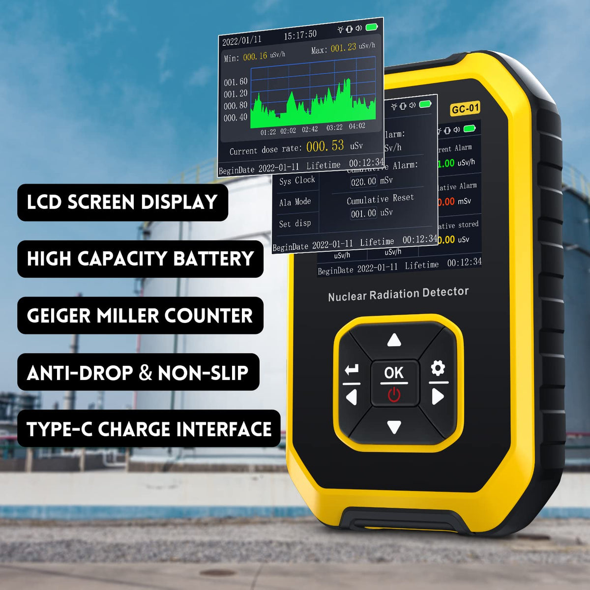 Contador Geiger detector de radiación nuclear