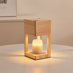 Lámpara Calentadora de Velas de Madera Escandinava - Luz Ambiental de Doble Propósito