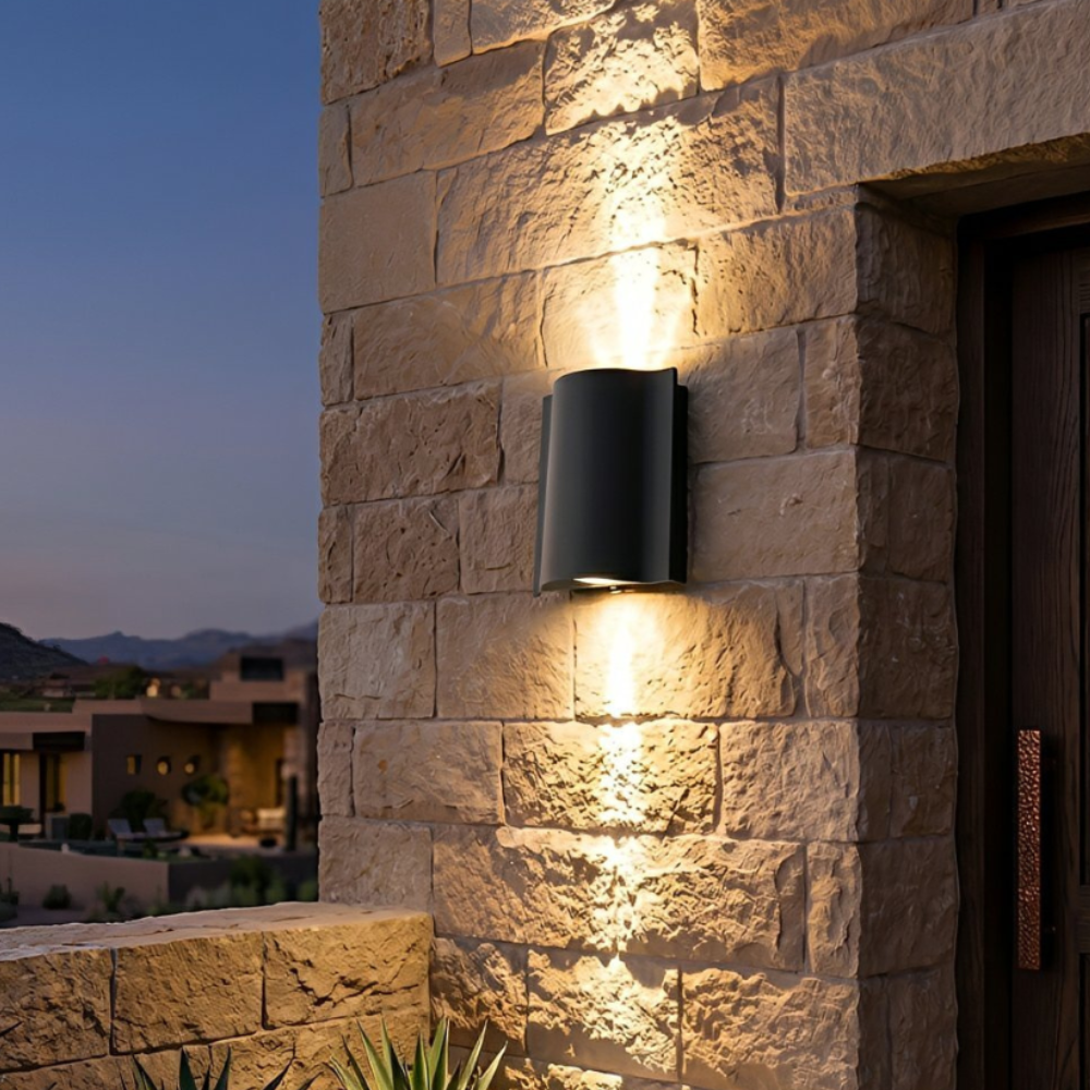 NoirLume | Aplique de pared exterior moderno y elegante con diseño de ondas