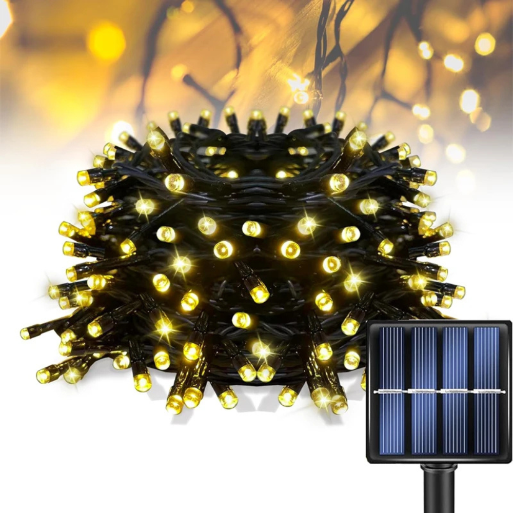 Luces de Cadena Solares para Exteriores - LED Blanco Cálido Resistente a la Intemperie para Decoración Exterior