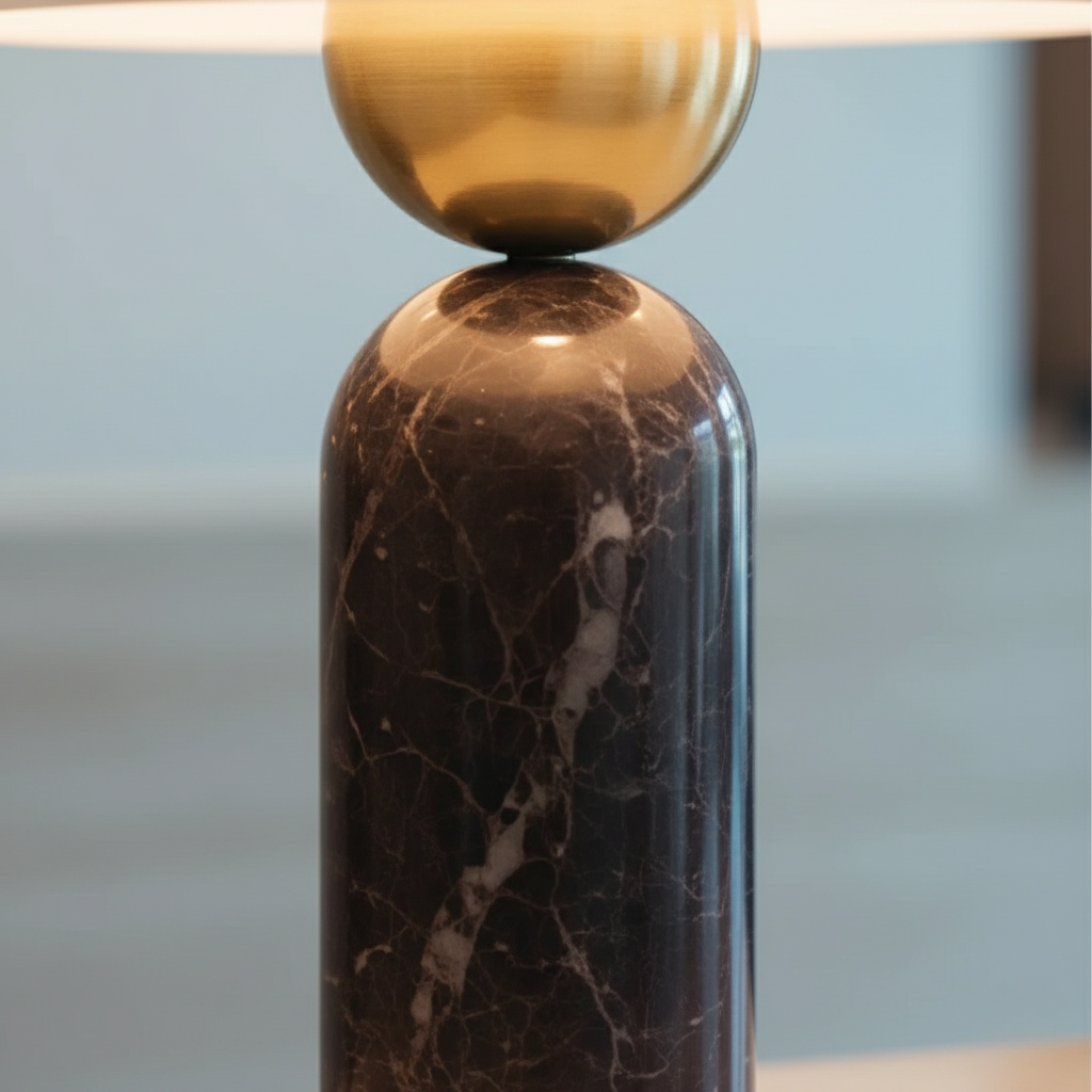 MarbleSphere | Lámpara de Mesa Escultural de Piedra Natural Elegante para Sala de Estar