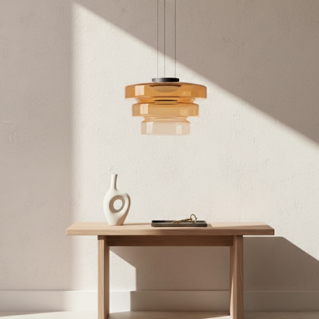 Lámpara Colgante de Vidrio Dinámico - Iluminación Colgante en Capas para Isla de Cocina
