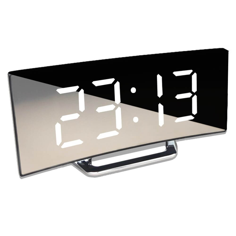 Reloj Despertador Digital LED Curvado y Elegante con Función de Regulación de Brillo