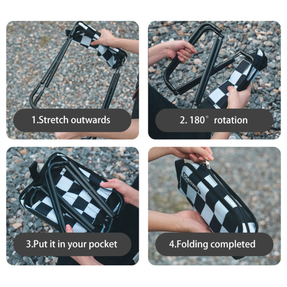 Taburete Plegable Compacto para Exterior - Acero Carbono de Alta Resistencia y Tela Oxford