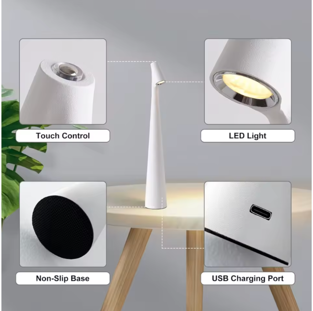 Lámpara de Mesa LED Inalámbrica con Función de Regulación Táctil