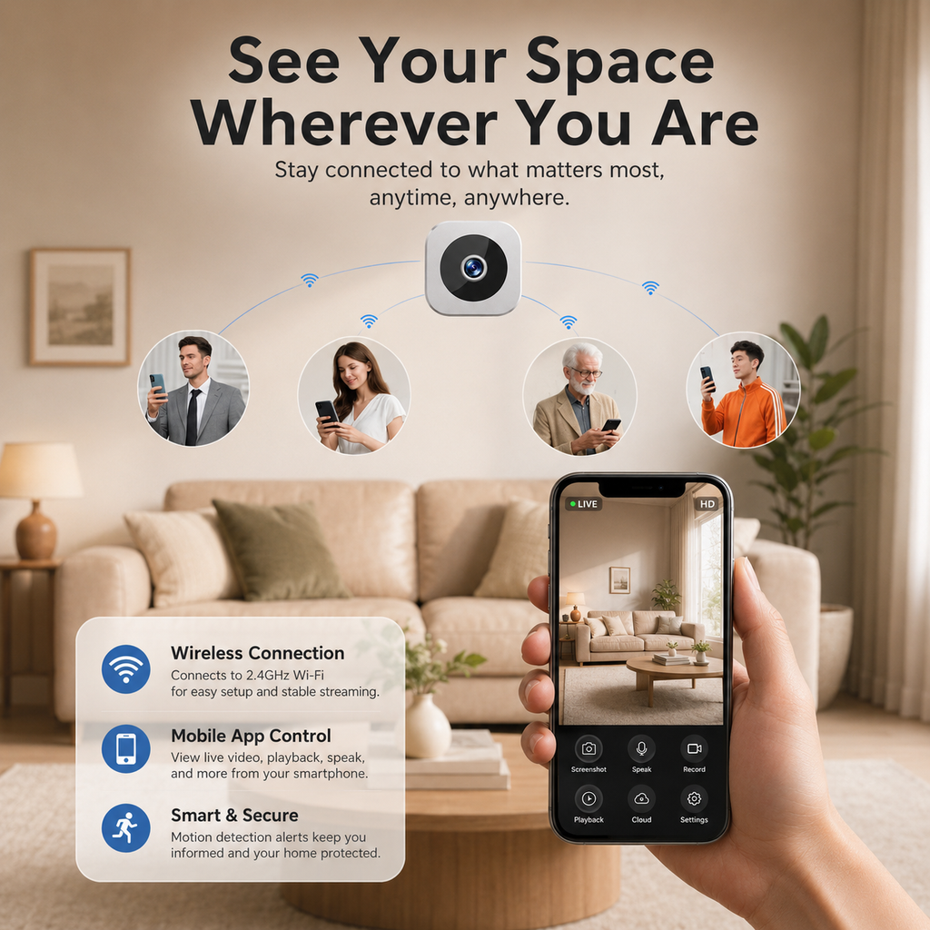 Cámara de vigilancia Wi-Fi con visión nocturna 1080P