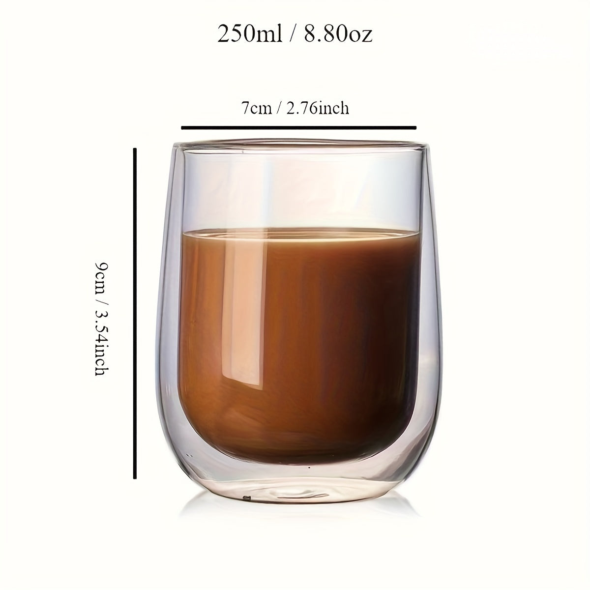 Juego de 4 Vasos de Doble Pared – Vaso de 350ml para Bebidas Calientes y Frías