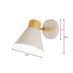 Luz de pared de estilo nórdico con pantalla cónica, montaje en pared, metal y madera, 1 bombilla, lámpara de noche giratoria en negro/blanco