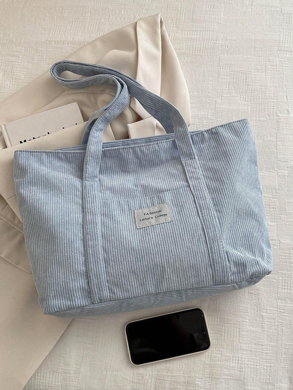 Bolso Tote de Pana de Gran Tamaño | Mochila Escolar | Para la escuela, estudiantes y trabajo