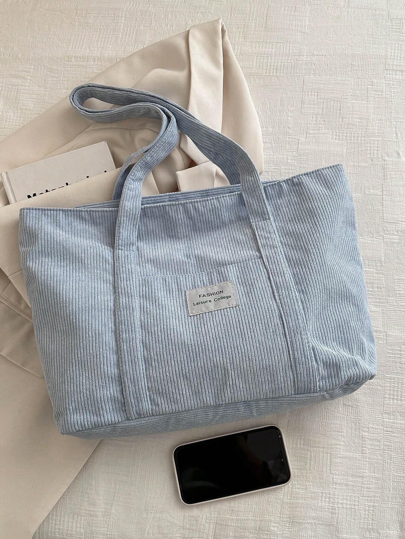 Bolso Tote de Pana de Gran Tamaño | Mochila Escolar | Para la escuela, estudiantes y trabajo