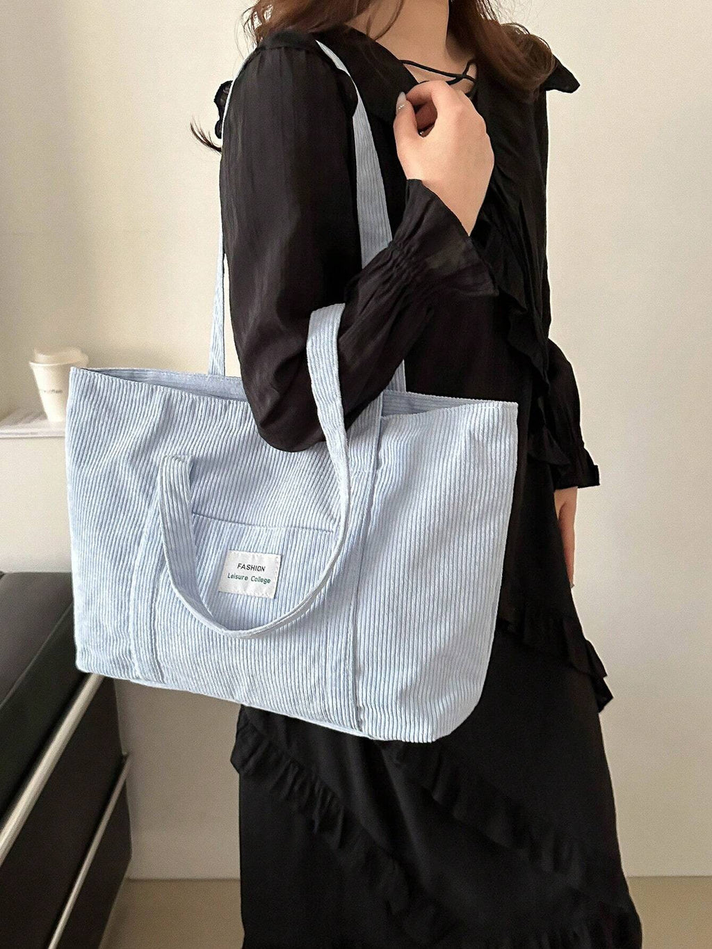 Bolso Tote de Pana de Gran Tamaño | Mochila Escolar | Para la escuela, estudiantes y trabajo