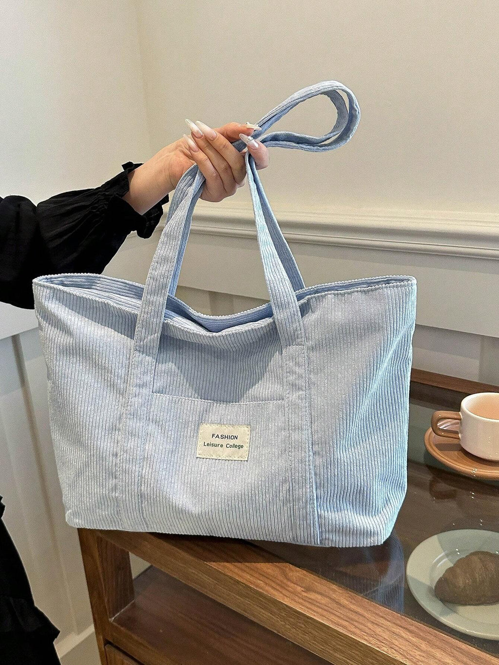 Bolso Tote de Pana de Gran Tamaño | Mochila Escolar | Para la escuela, estudiantes y trabajo